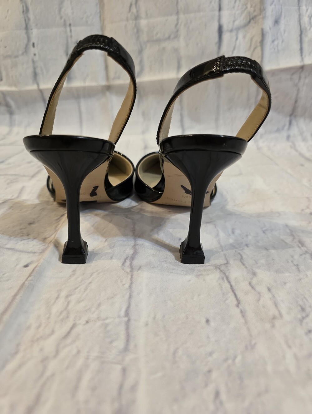 Marc Fisher Black Patent Slingback Pointy Heels - Picture 3 of 11